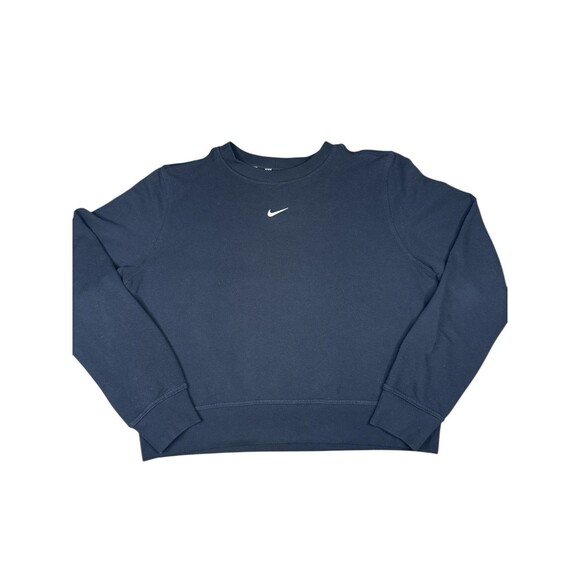 Nike Sweatshirt Women Medium Black Dri-FIT ONE Crewneck Center Swoosh Athletic M - Picture 1 of 10